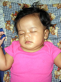 Orphaned baby is sleeping