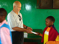 Distributin Bibles to orphans in Kenya