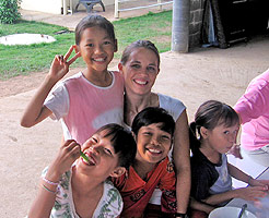 Sally and Casey Lockett visit orphans in Thailand